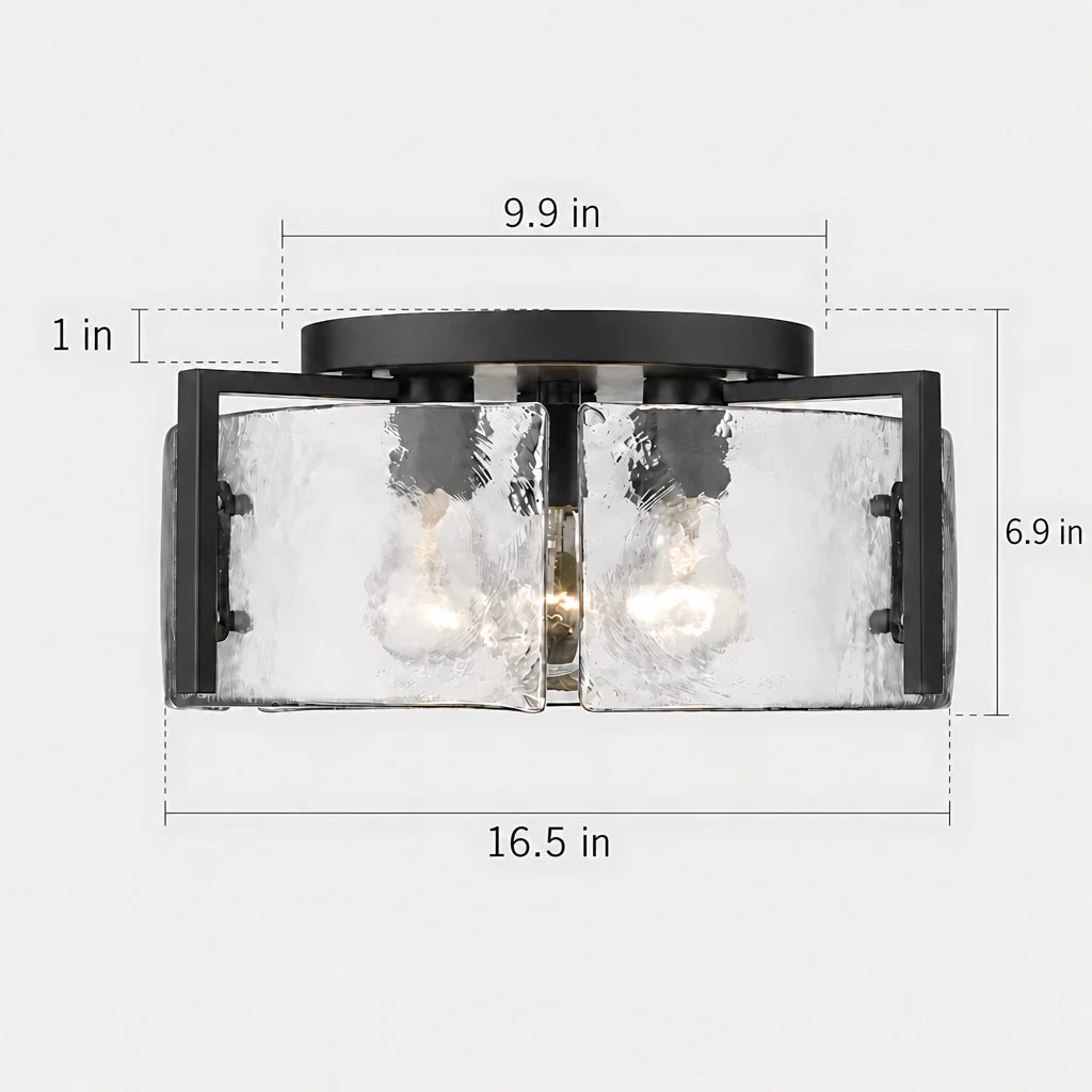 golden-modern-drum-water-ripple-glass-brass-flush-mount-light