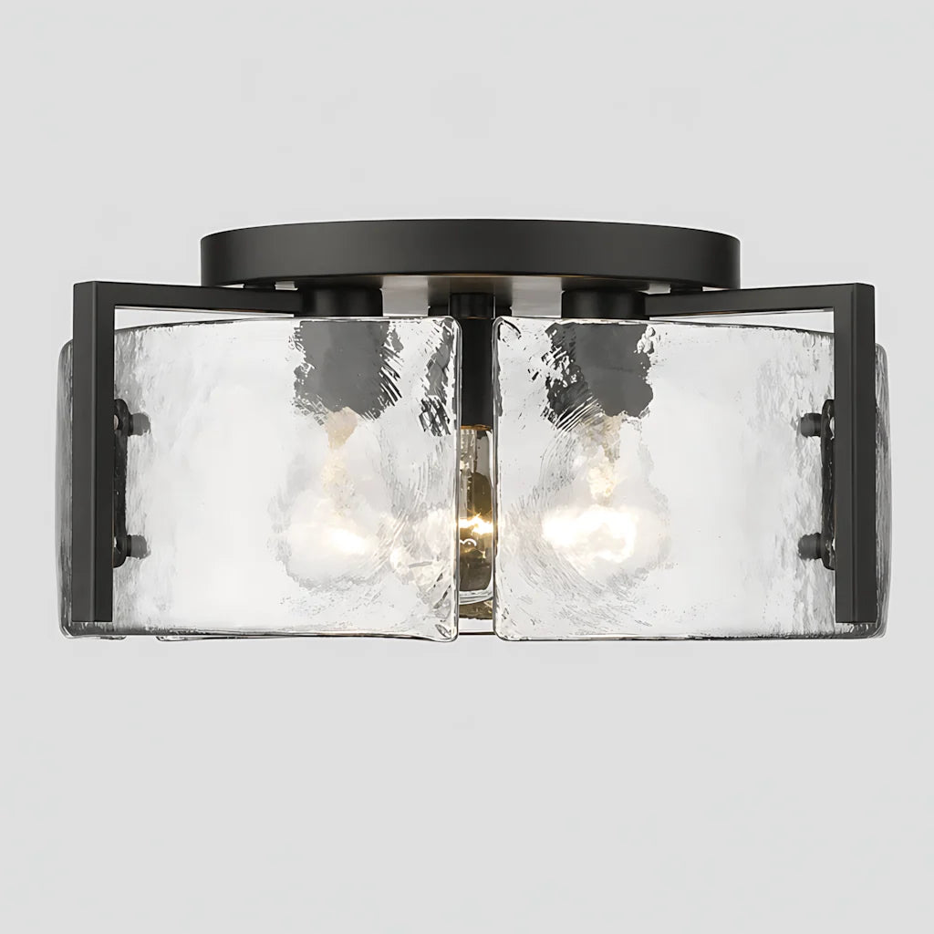 golden-modern-drum-water-ripple-glass-brass-flush-mount-light