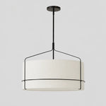 rustic-white-fabric-drum-shade-pendant-light