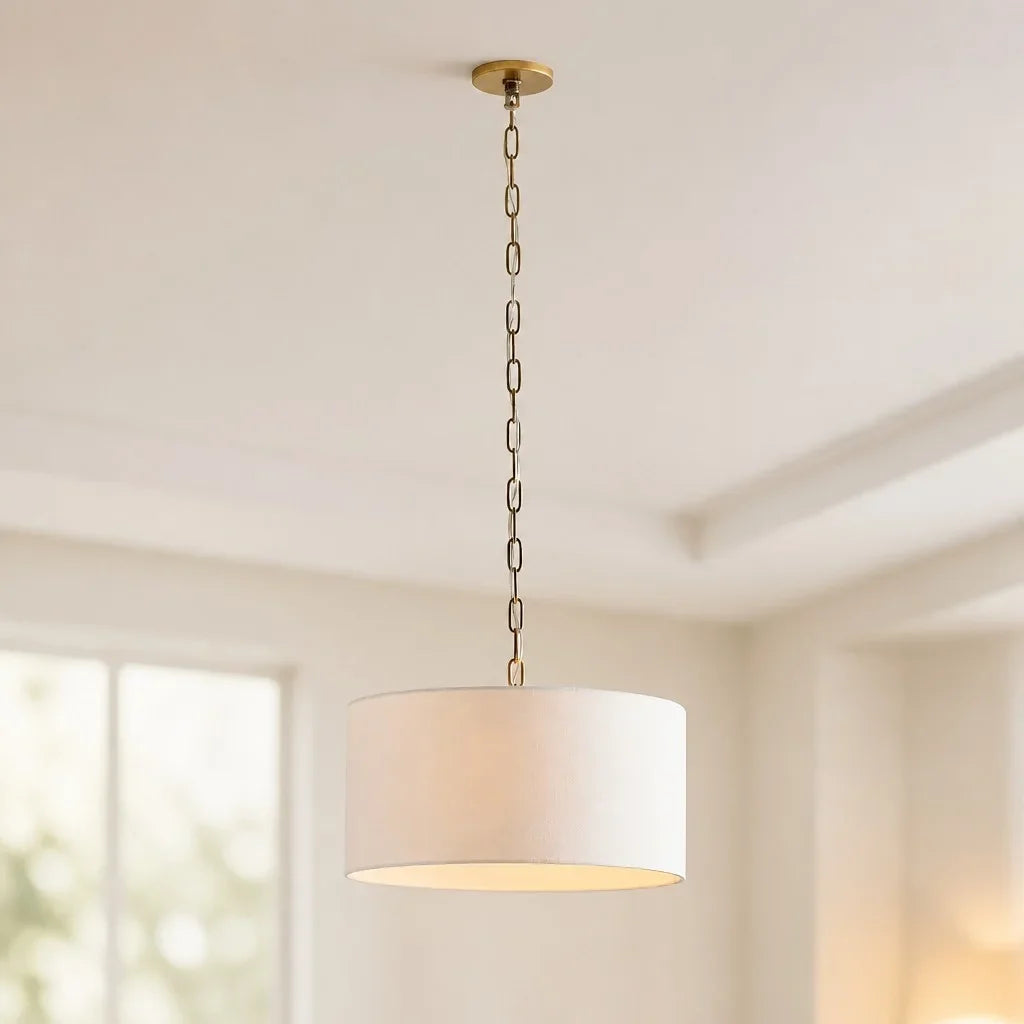 modern-farmhouse-linen-drum-pendant-light