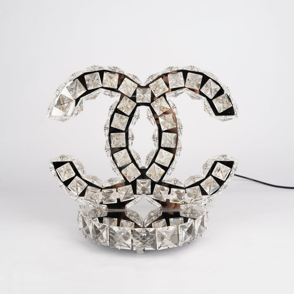 Polished Stainless Steel Crystal Accent Tabl