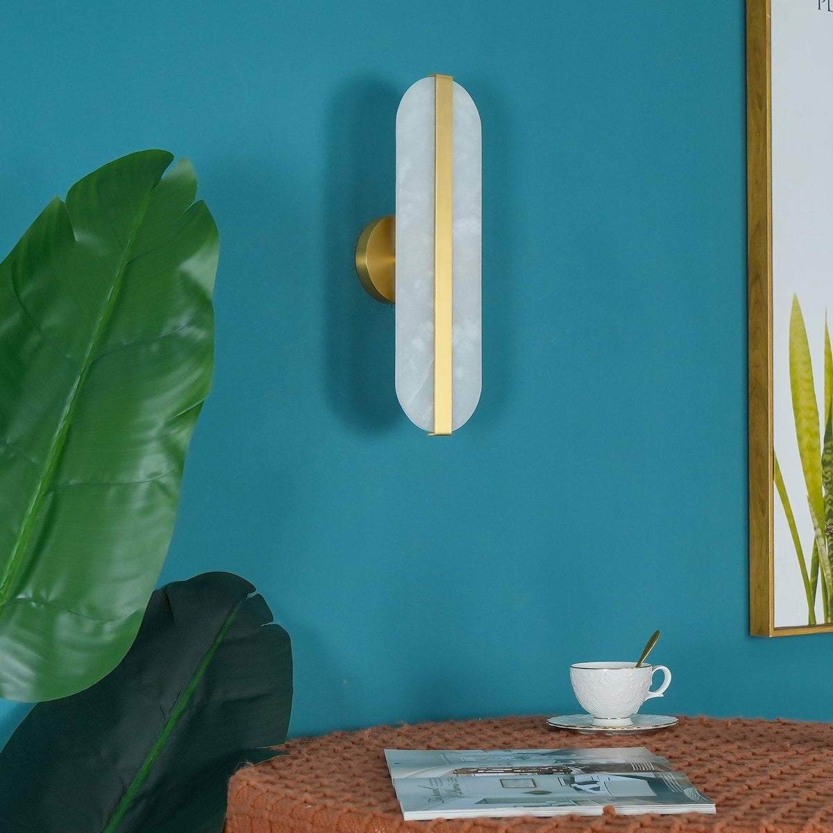 Alabaster Stone Wall Sconce with LED Illumina