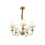 Tapered Fabric Brass Chandelier