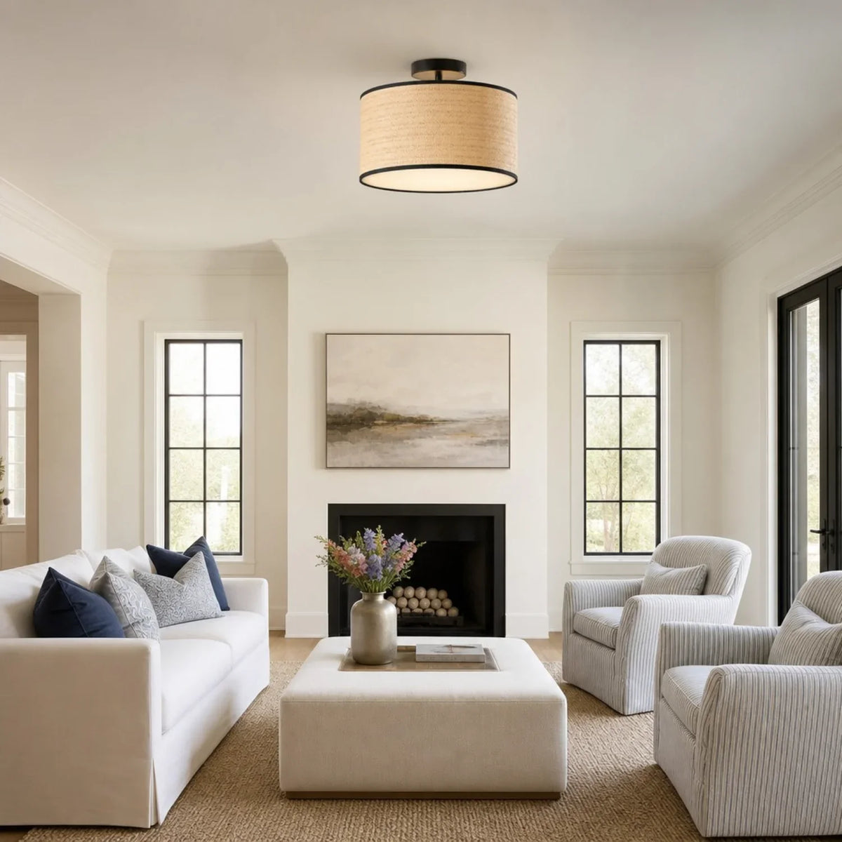 drum-woven-flush-mount-ceiling-light
