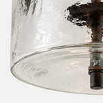 modern-black-drum-shade-hammered-glass-flush-mount-ceiling-light