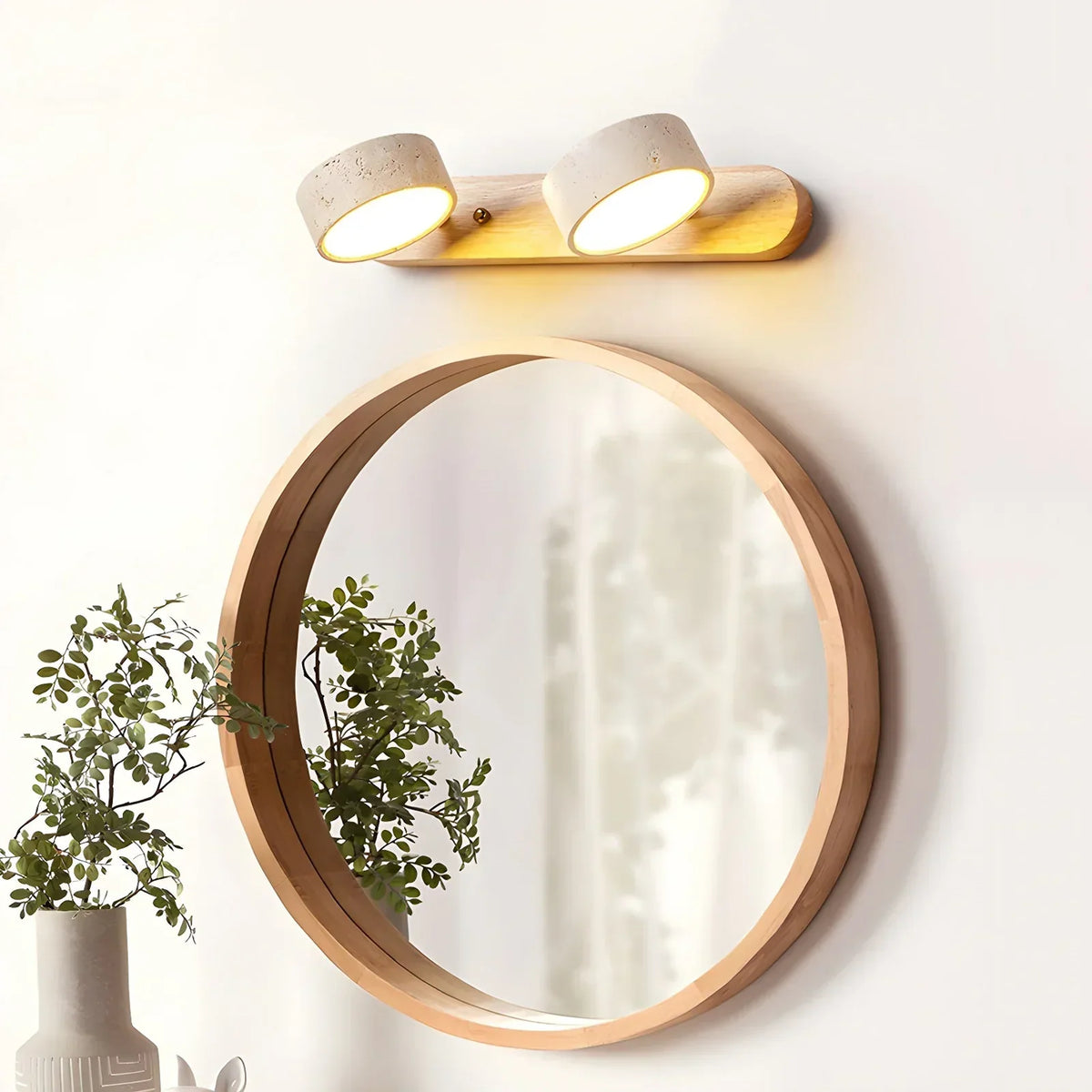 Travertine Duo Wood Wall Light 1