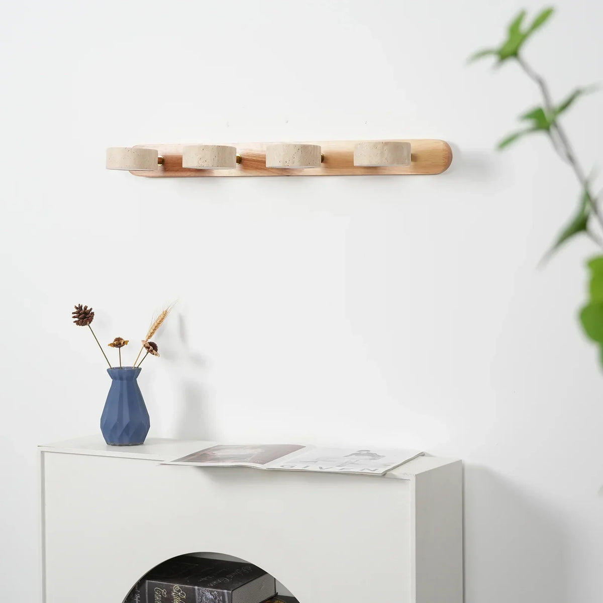 Travertine Duo Wood Wall Light 1