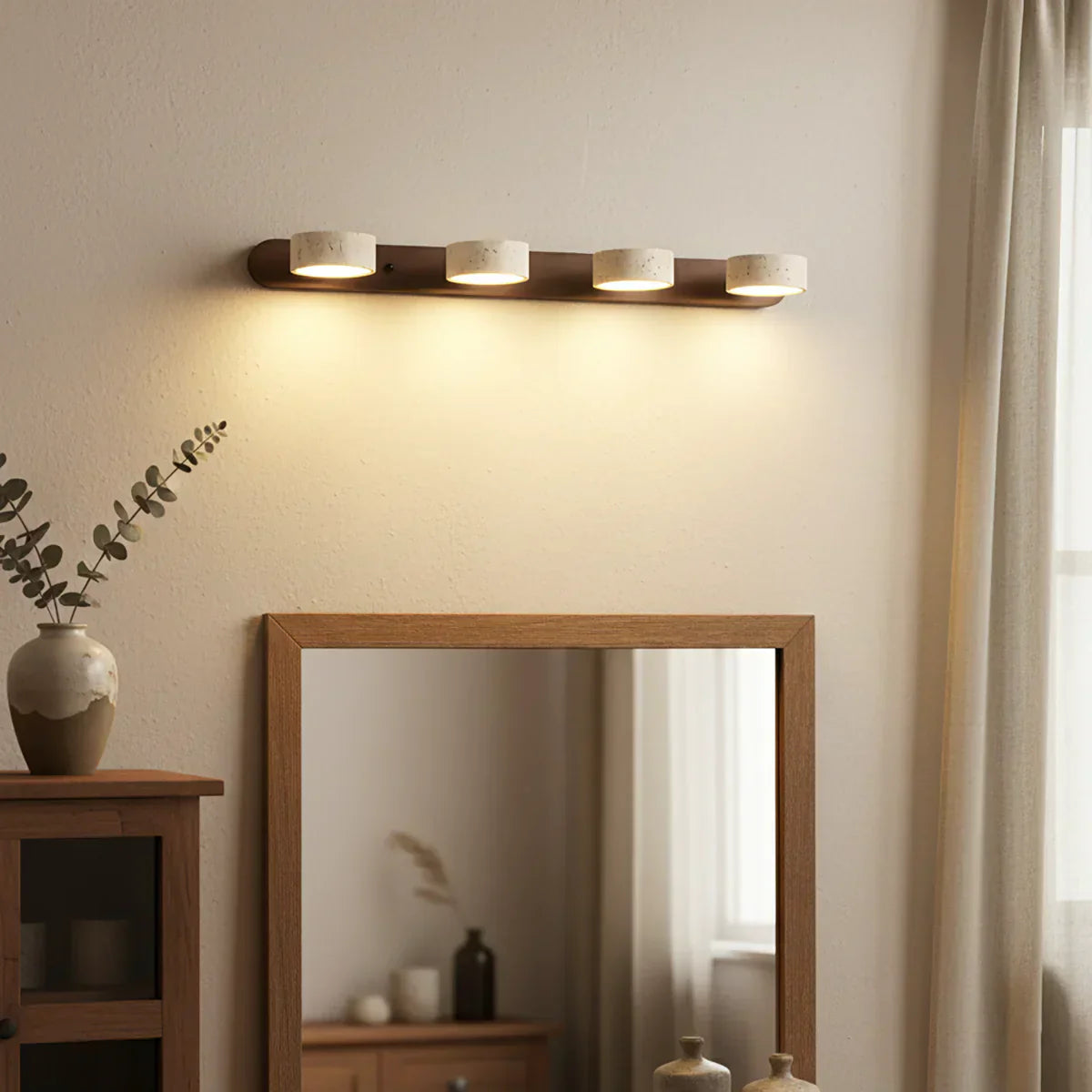 Travertine Duo Wood Wall Light 1
