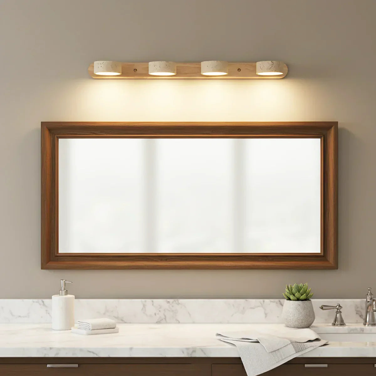 Travertine Duo Wood Wall Light 1