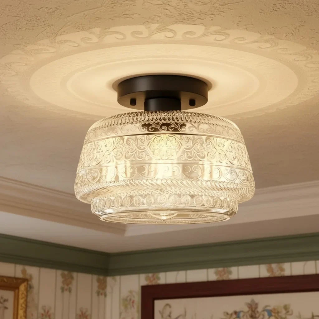 vintage-pattern-glass-flush-ceiling-light