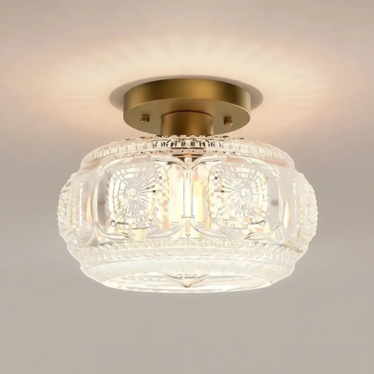 vintage-pattern-glass-round-semi-ceiling-light