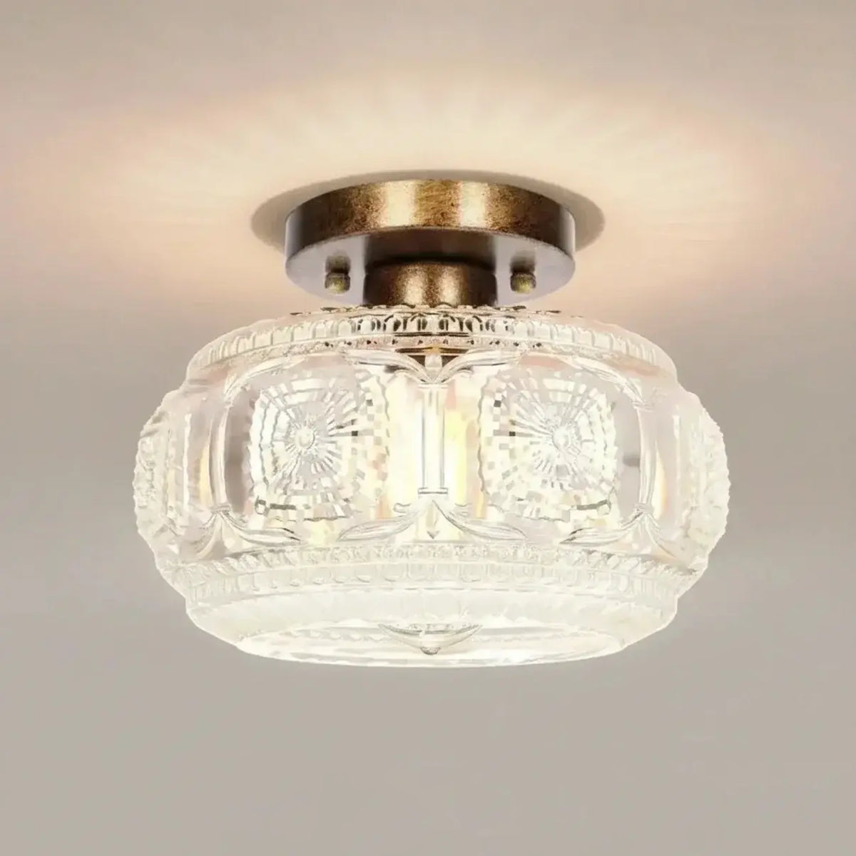 vintage-pattern-glass-round-semi-ceiling-light