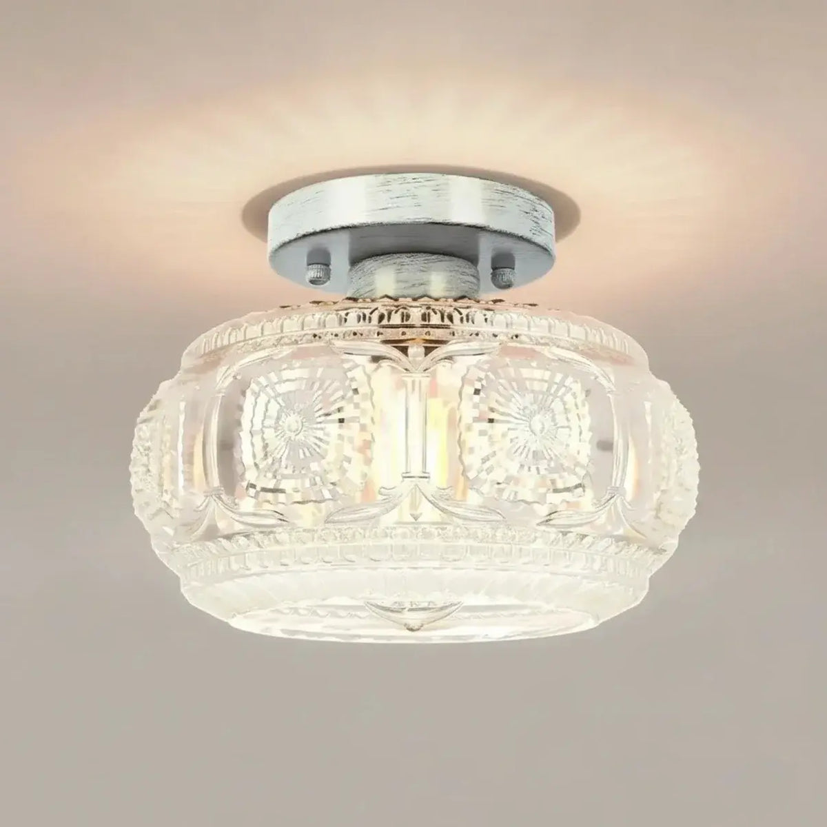 vintage-pattern-glass-round-semi-ceiling-light