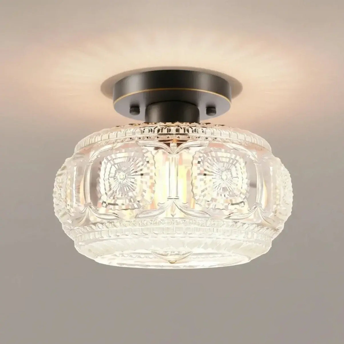 vintage-pattern-glass-round-semi-ceiling-light