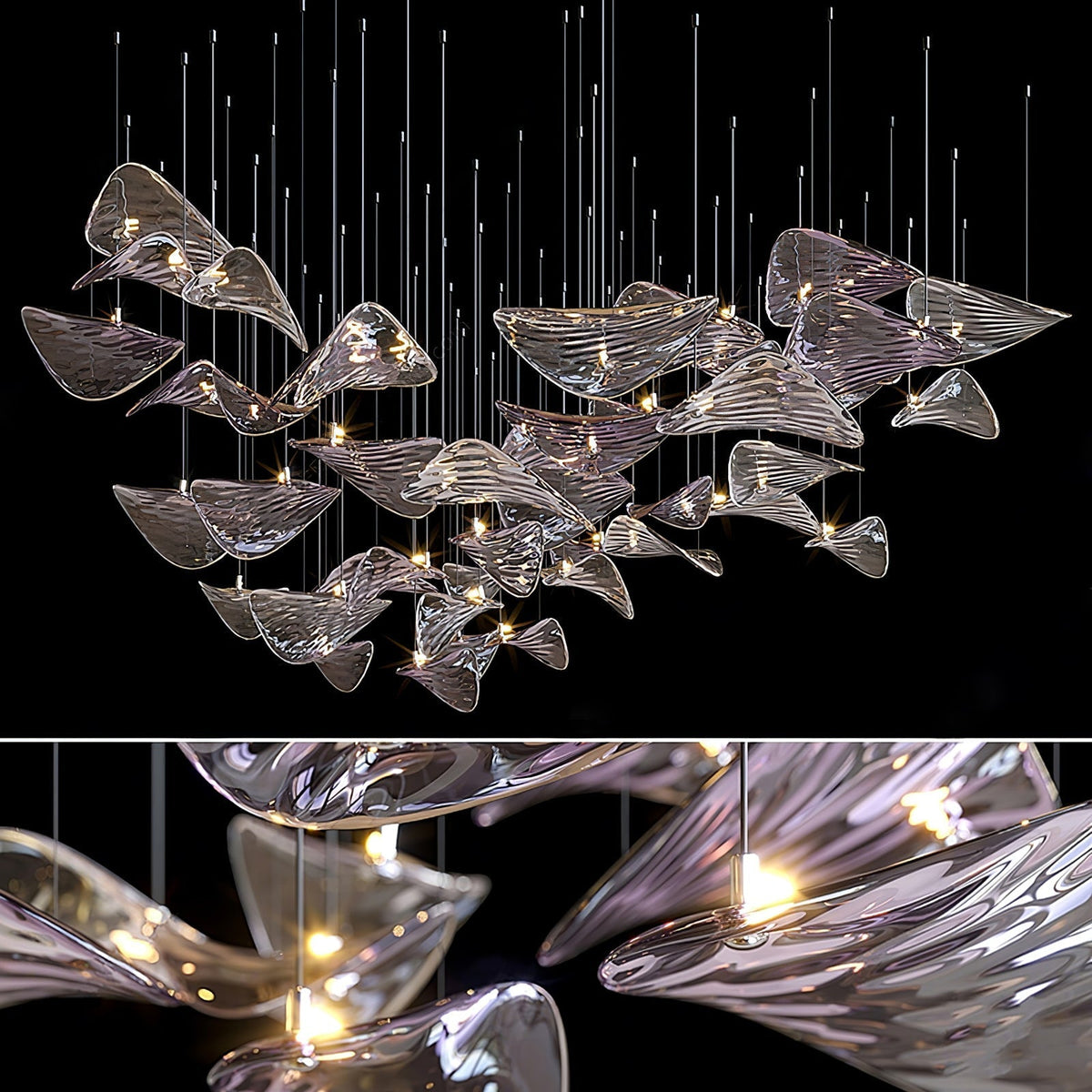 Wave Leaf Gasolier Floating Chandelier