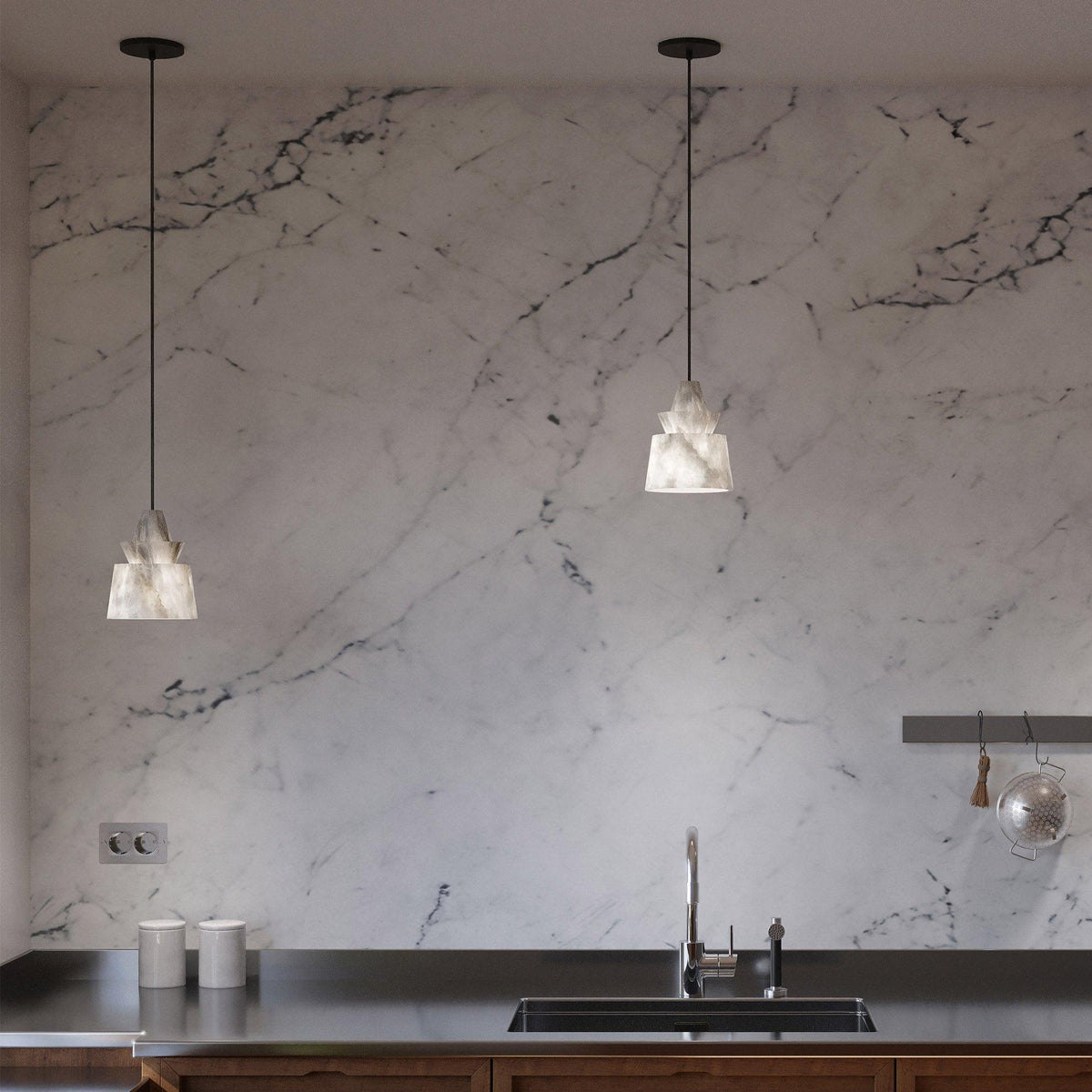 White Alabaster Pendant Light