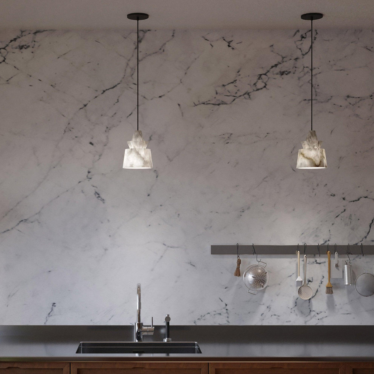White Alabaster Pendant Light