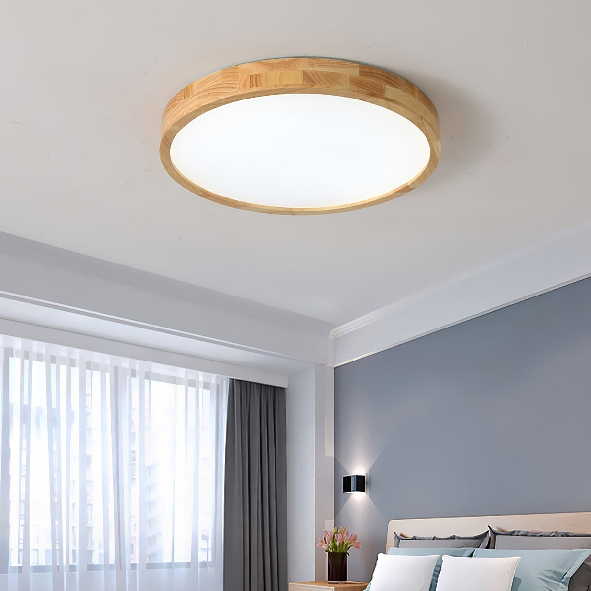 Wooden Geometric Ceiling Light Round Square
