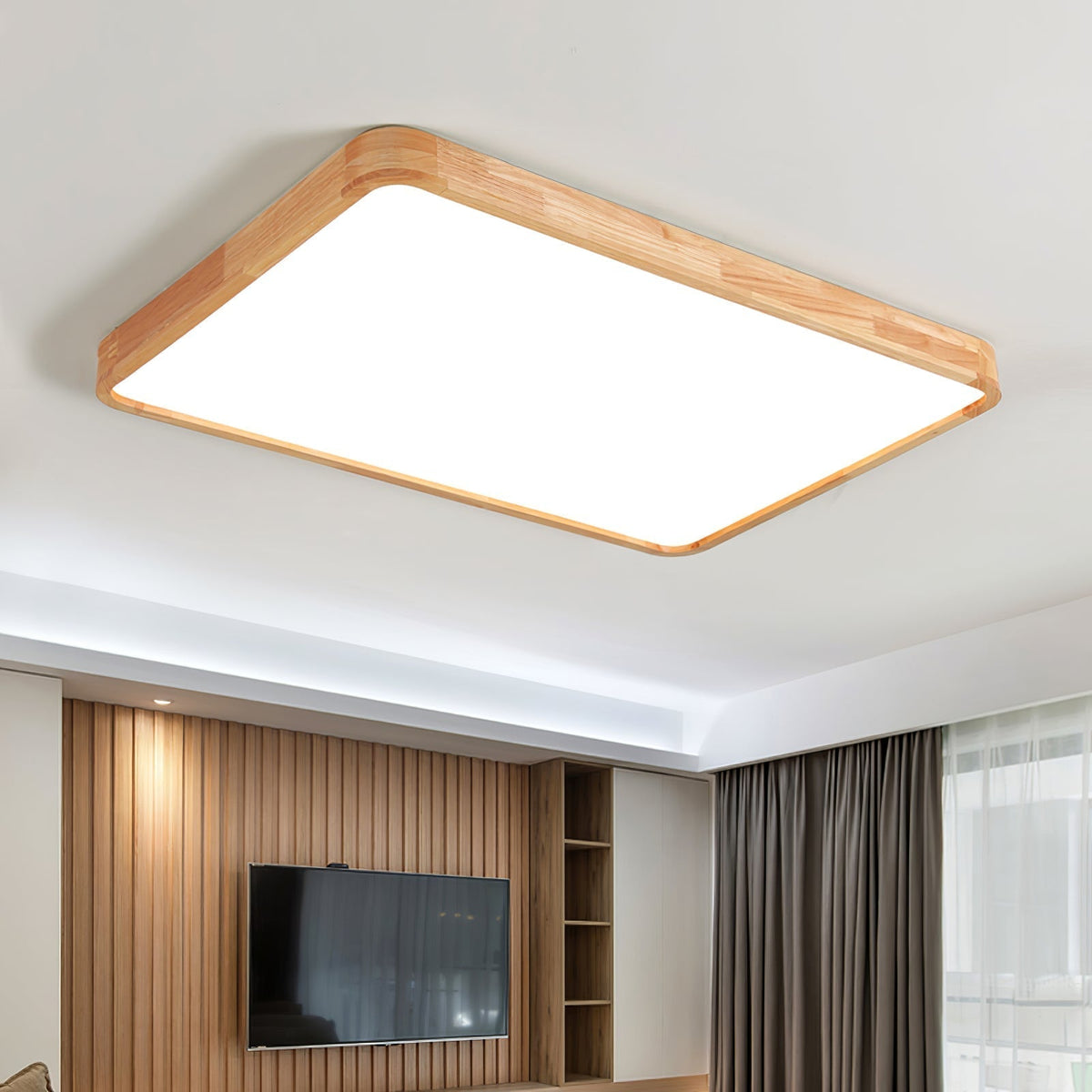 Wooden Geometric Ceiling Light Round Square