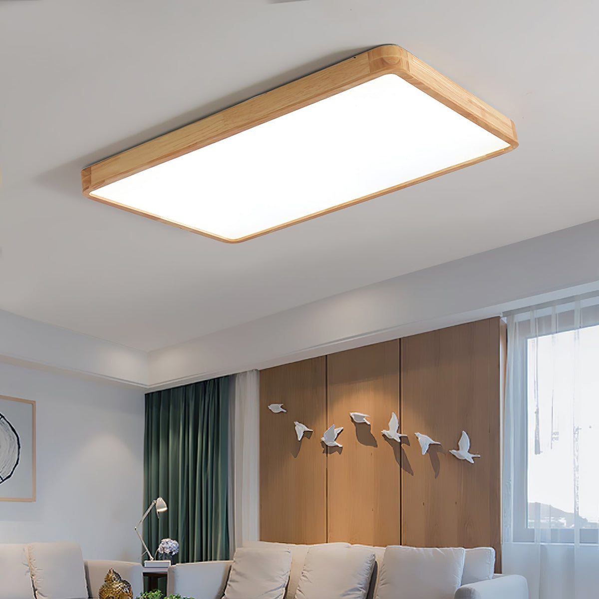 Wooden Geometric Ceiling Light Round Square