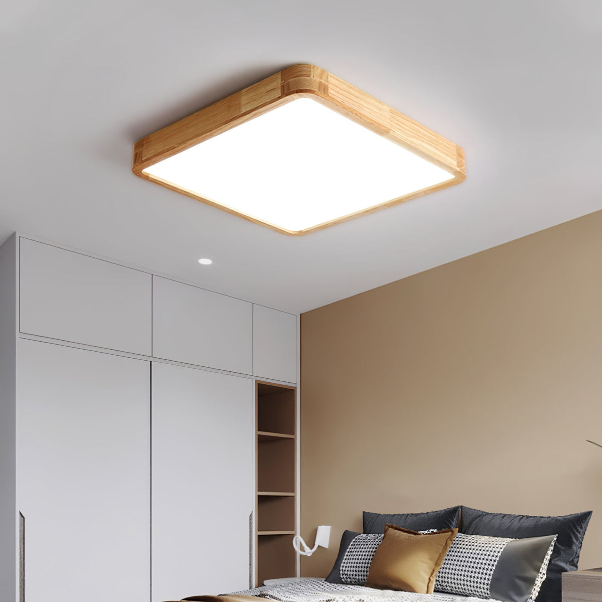 Wooden Geometric Ceiling Light Round Square