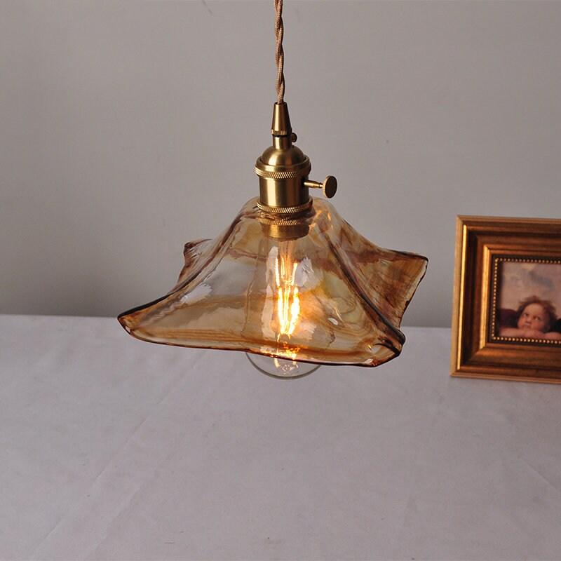 tea-coloured-glass-pendant-led-light-with-handkerchief-lampshade-in-vintage-style
