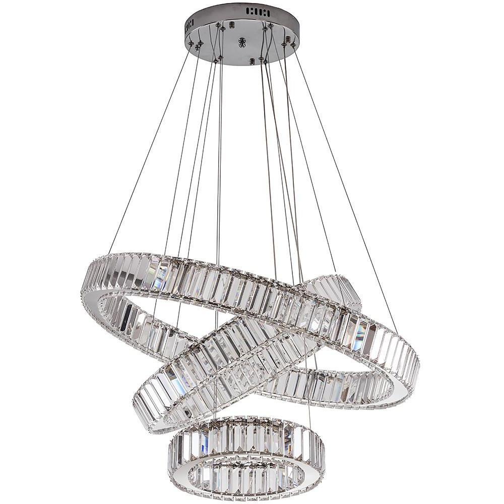 Chrome Crystal 3 Tier Pendant Light Modern Chandelier