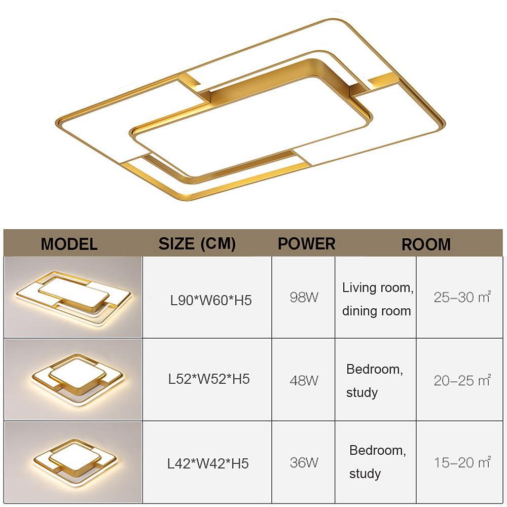 Square Led Geometric Overlay Flush Mount Ceiling Light For Bedroom