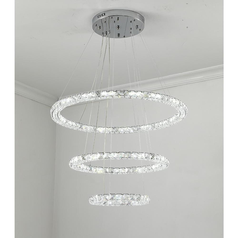 3 4 Light Led Tiered Chandelier Led Crystal Ring Hanging Pendant Light