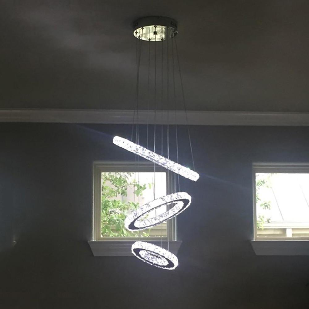 3 Ring Adjustable Circles Tiered Crystal Bling Hanging Modern Chandeliers