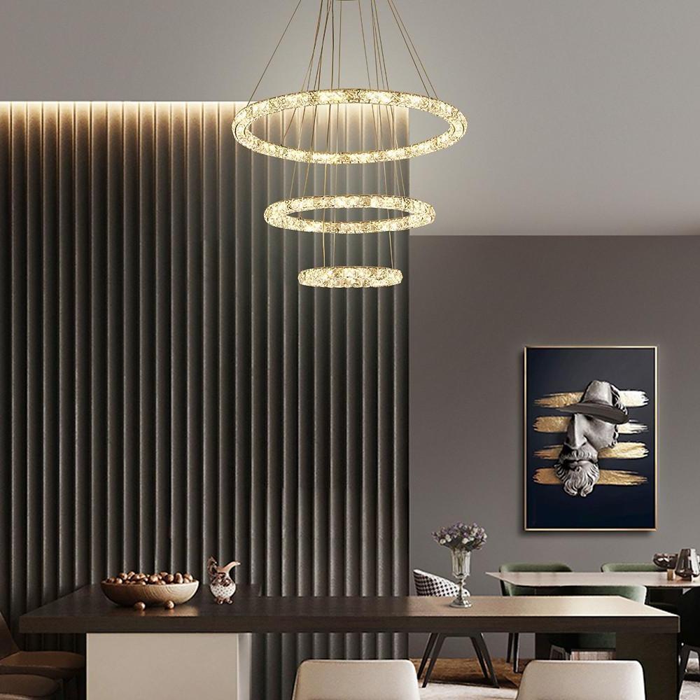3 4 Light Led Tiered Chandelier Led Crystal Ring Hanging Pendant Light