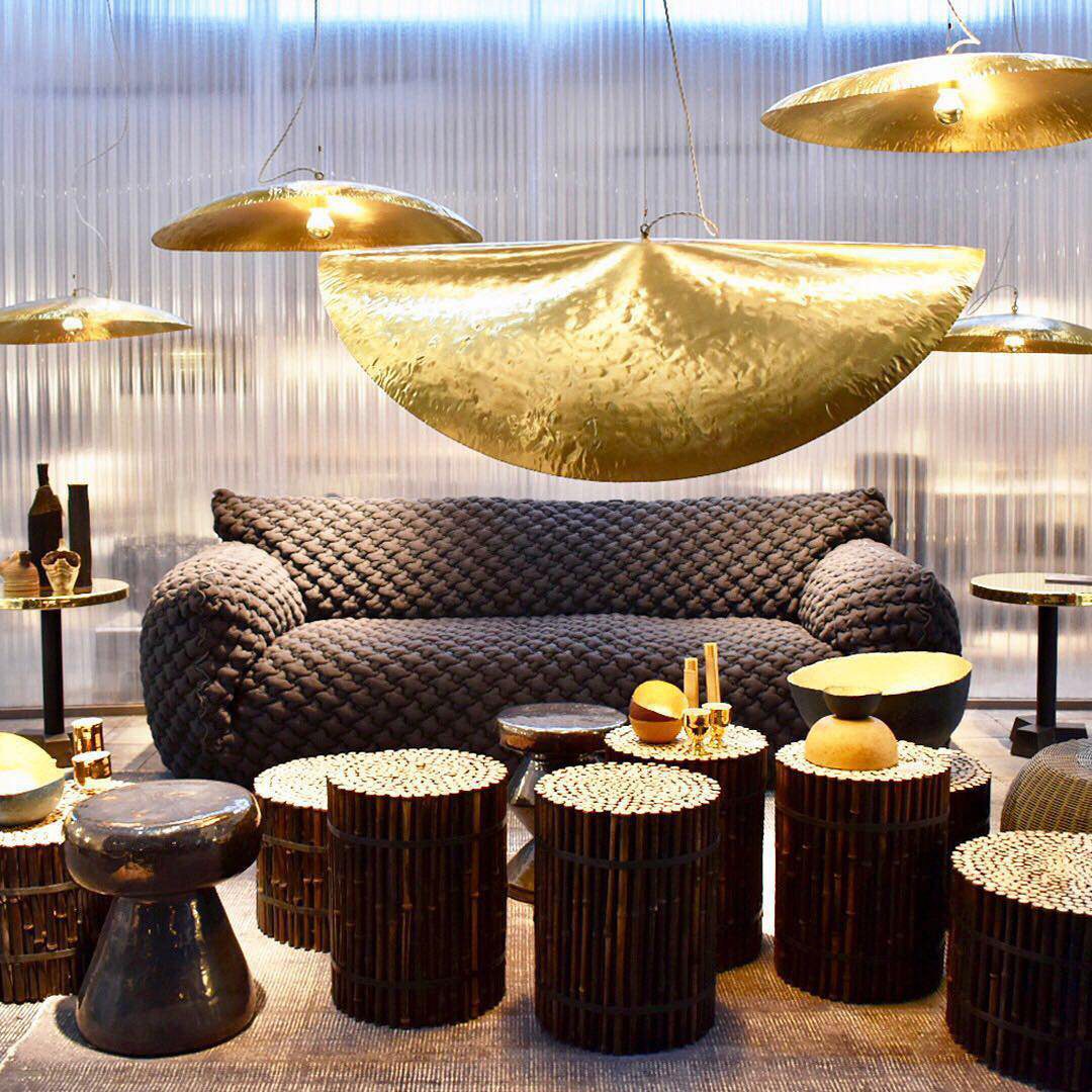 Hammered Brass Hanging Pendant Light