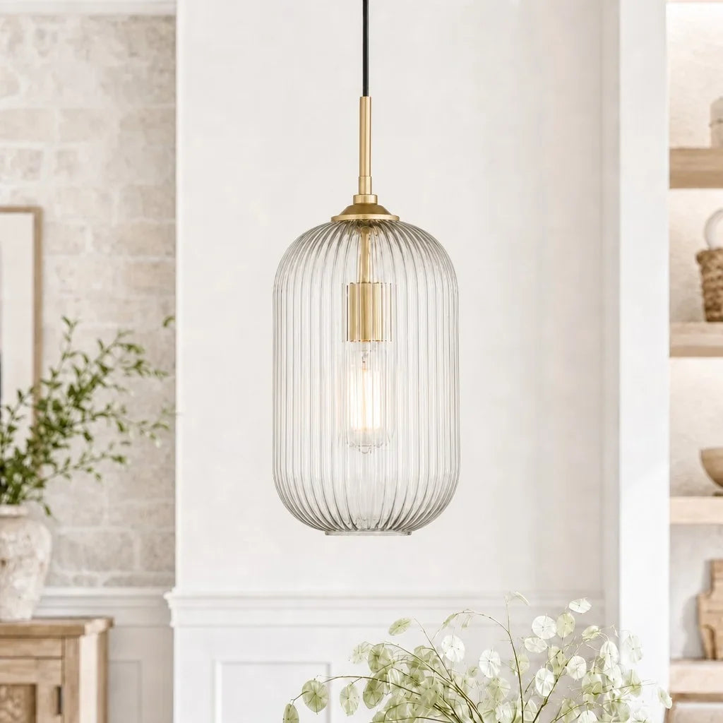 modern-farmhouse-ribbed-clear-glass-pendant-light-for-kitchen-island