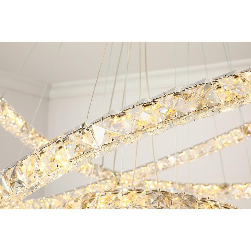 3 4 Light Led Tiered Chandelier Led Crystal Ring Hanging Pendant Light