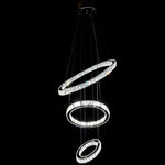 3 Ring Adjustable Circles Tiered Crystal Bling Hanging Modern Chandeliers