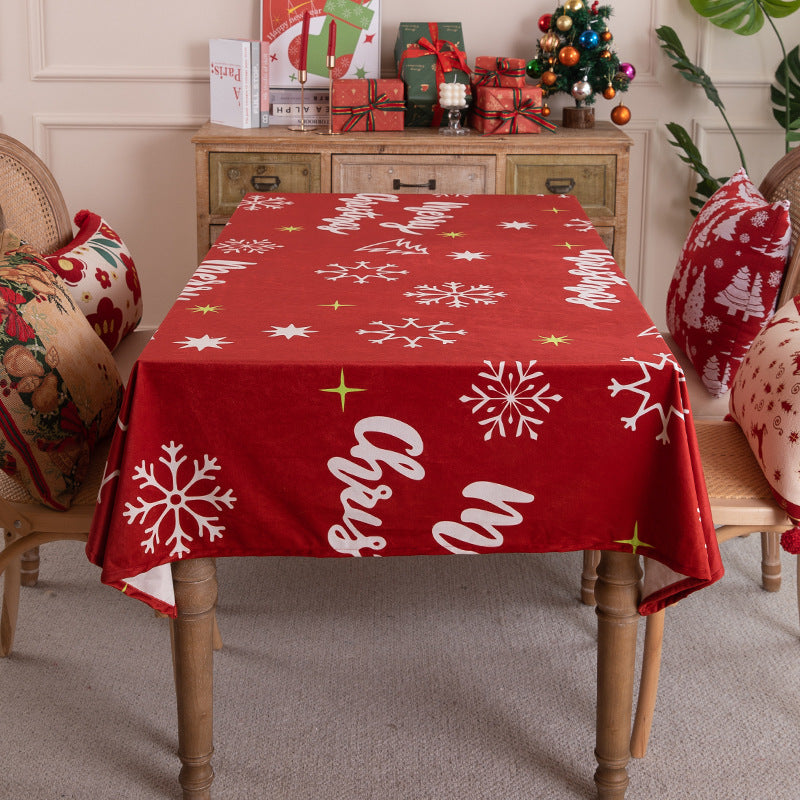 Velvet Red Christmas Decoration Tablecloth