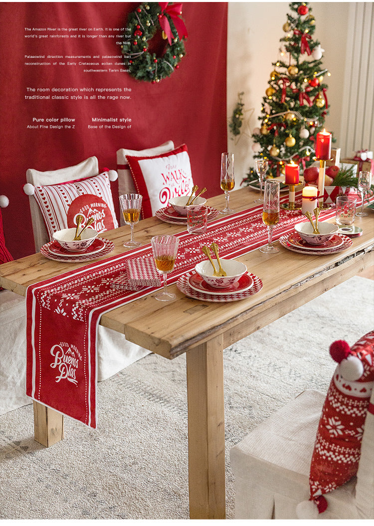 Christmas Double Pile Pom Pom Table Flag