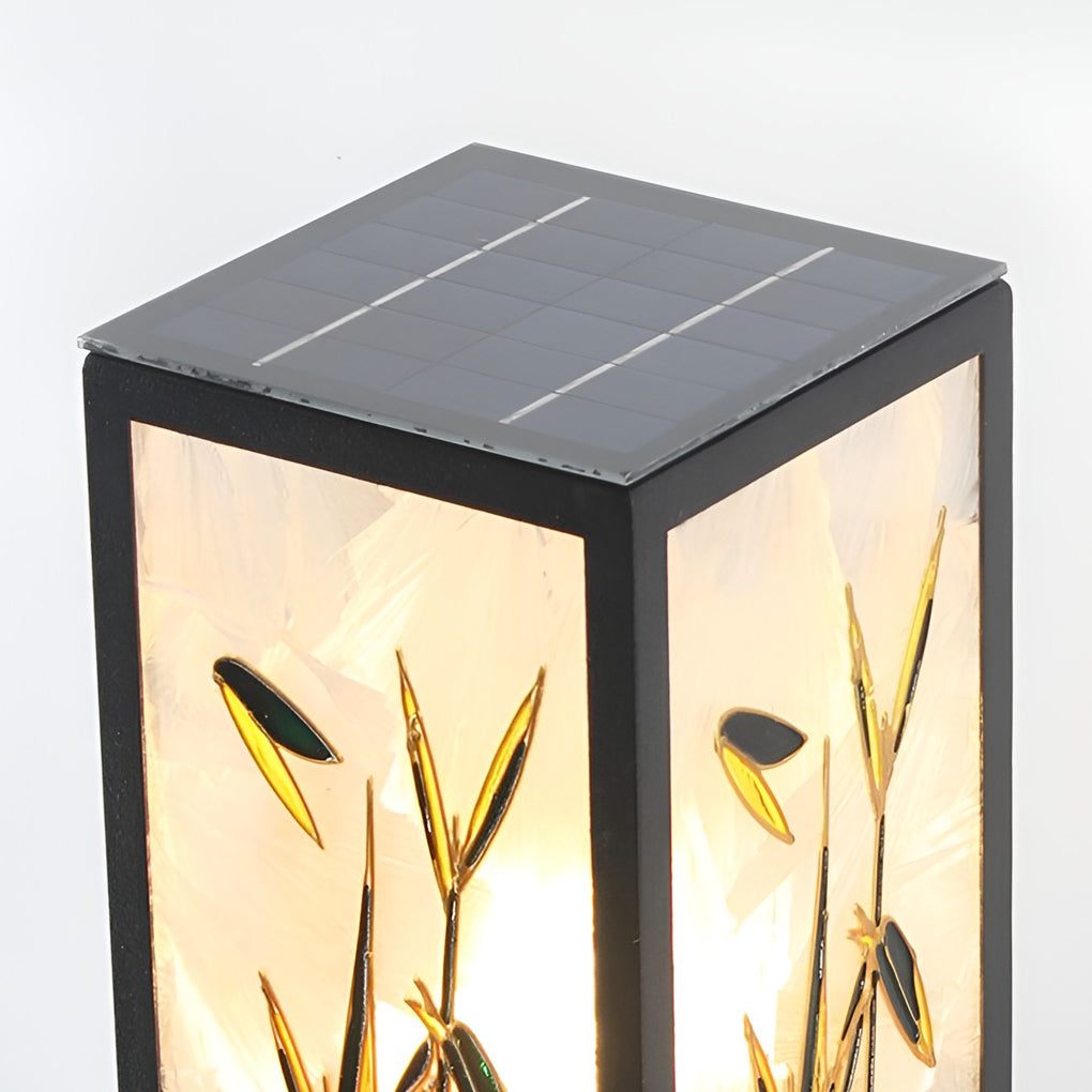 Square Landscape Pattern Led Vintage Solar Outdoor Path Lights Post Lights