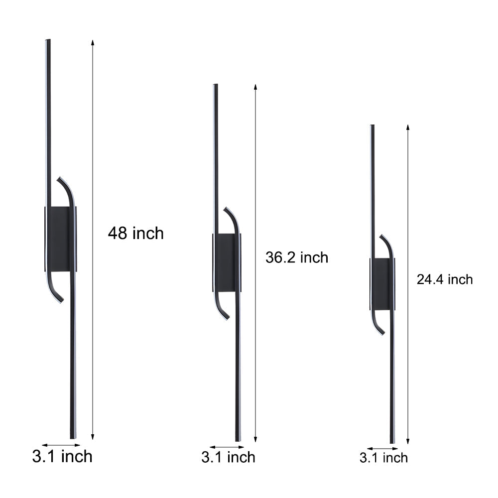 Minimalist Long Strip Aluminum LED Black Nordic Wall Lights Indoor