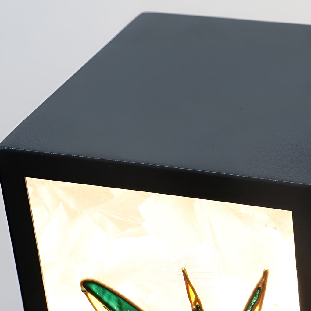 Square Landscape Pattern Led Vintage Solar Outdoor Path Lights Post Lights
