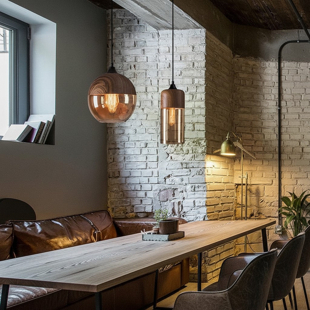 nordic-woody-metal-pendant-led-light-with-tea-colored-glass-shade