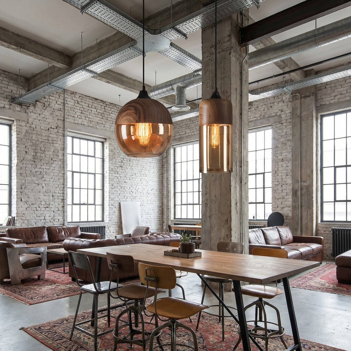 nordic-woody-metal-pendant-led-light-with-tea-colored-glass-shade