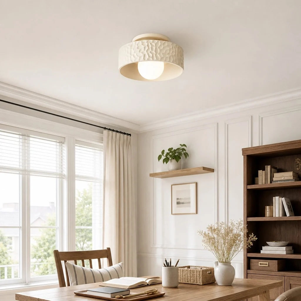 modern-textured-drum-shade-flush-mount-ceiling-light