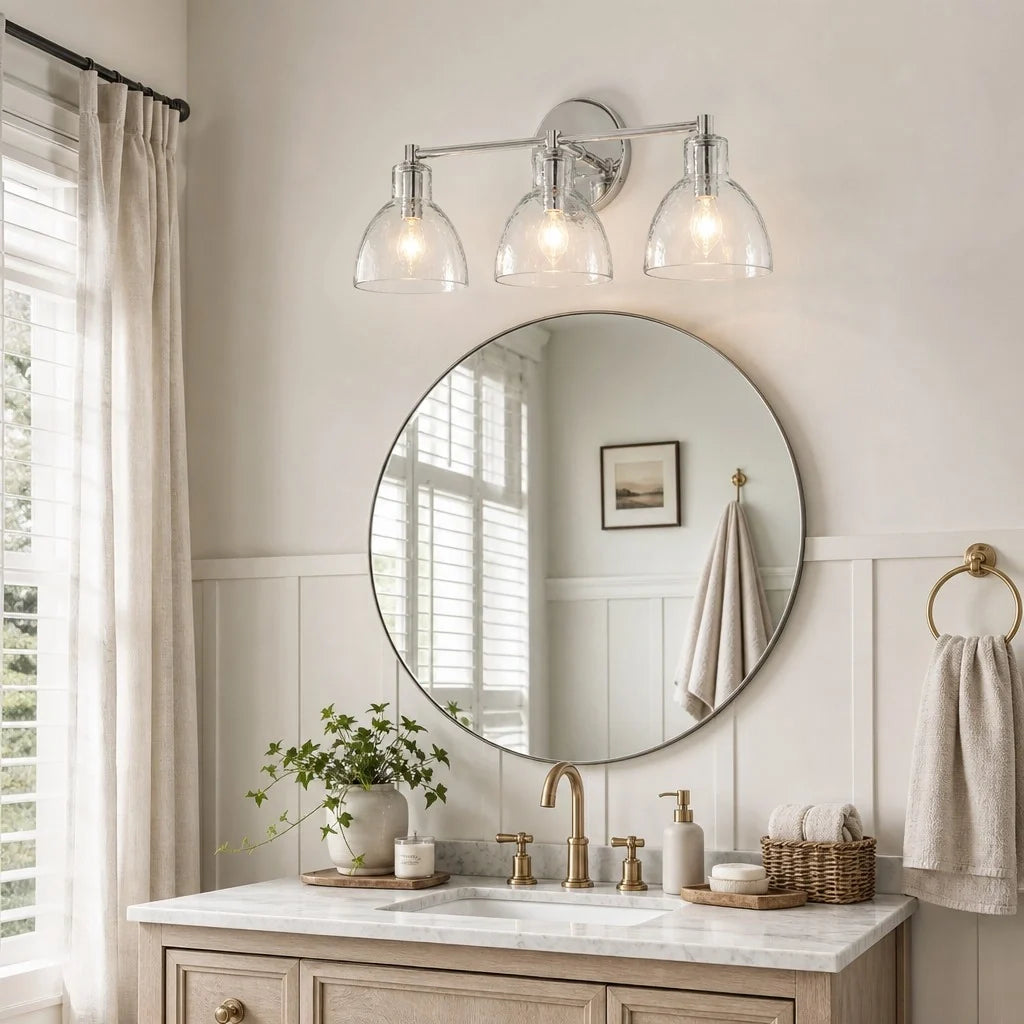antique-brass-recycled-glass-wall-sconce-indoor-for-bathroom