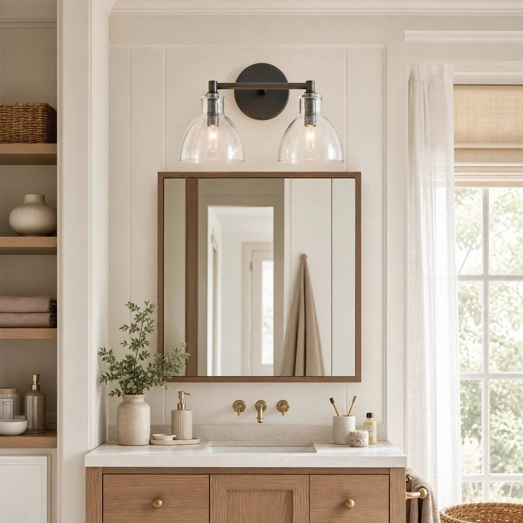 antique-brass-recycled-glass-wall-sconce-indoor-for-bathroom