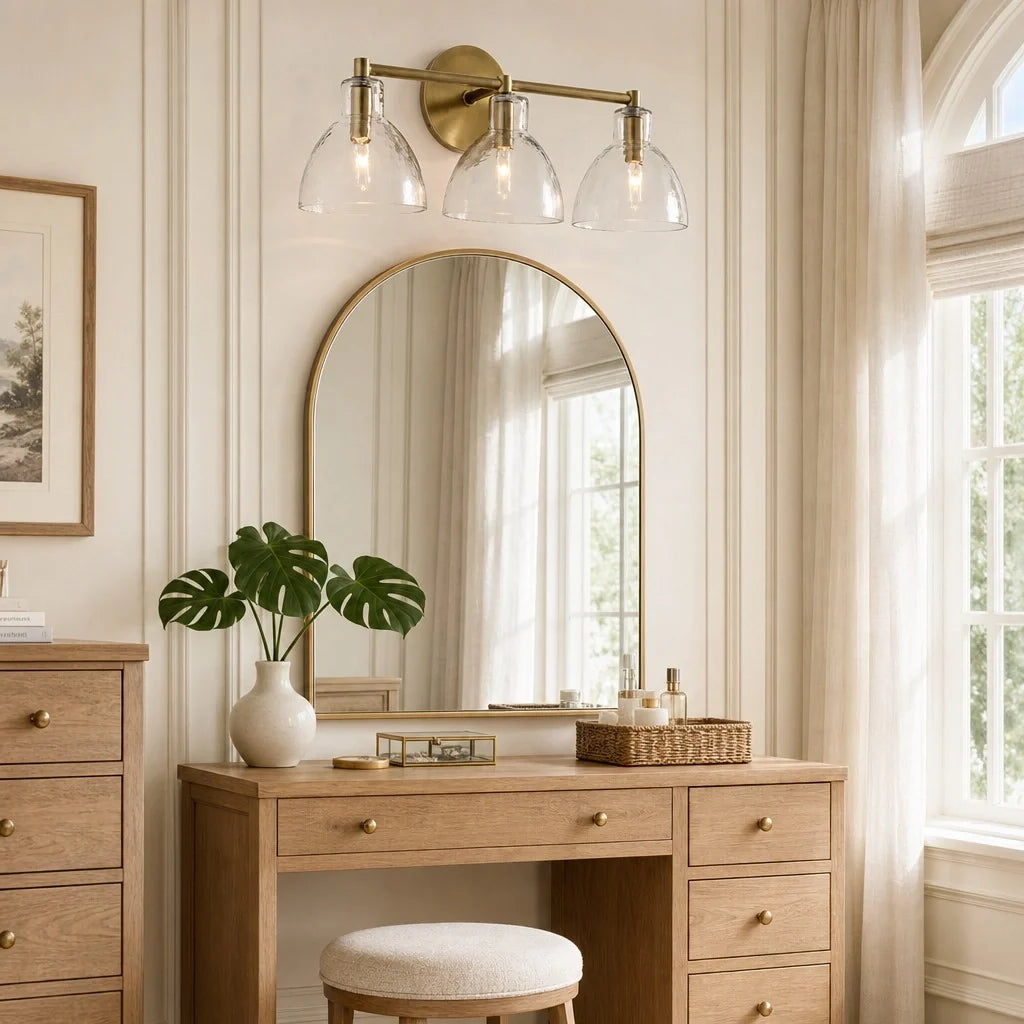 antique-brass-recycled-glass-wall-sconce-indoor-for-bathroom