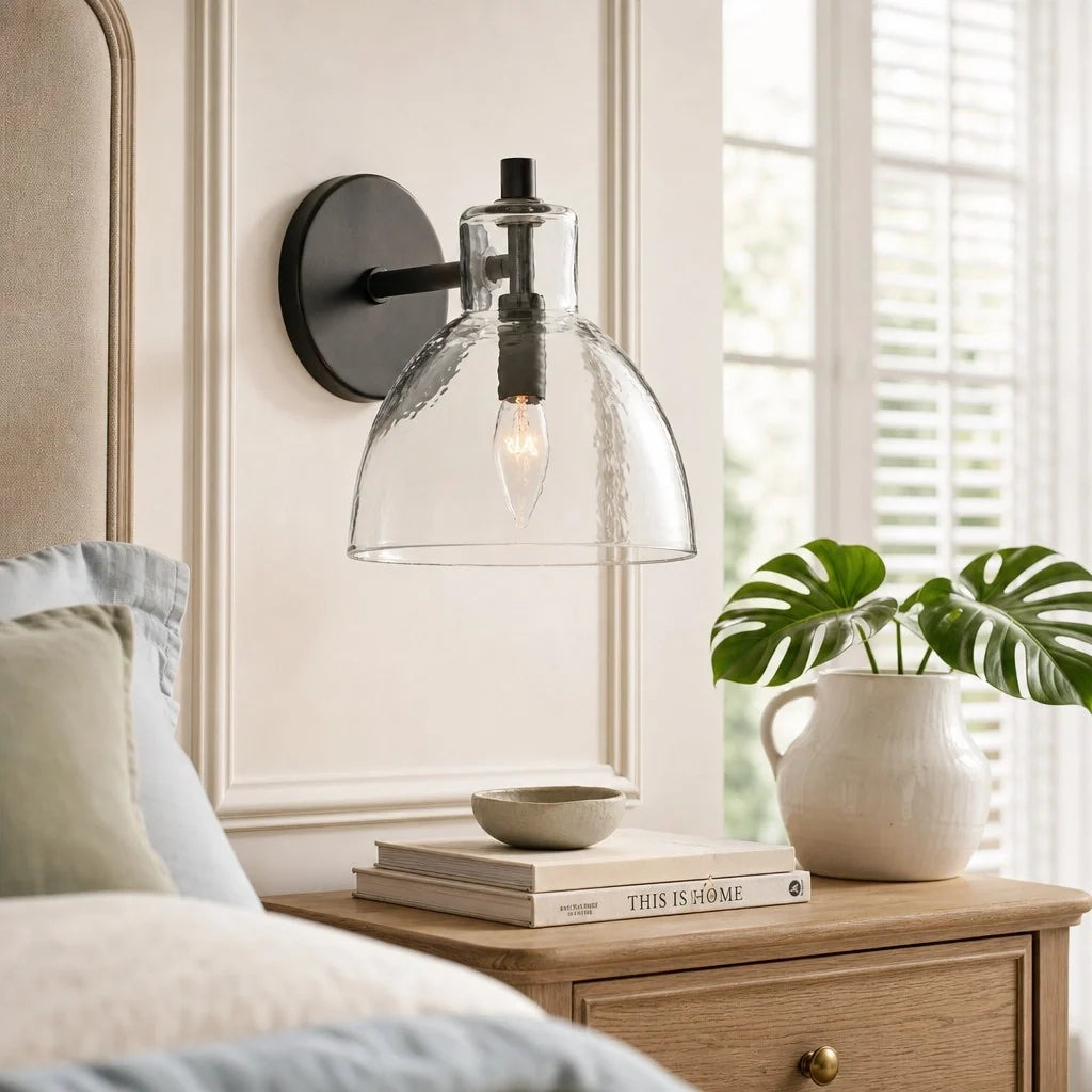 antique-brass-recycled-glass-wall-sconce-indoor-for-bathroom