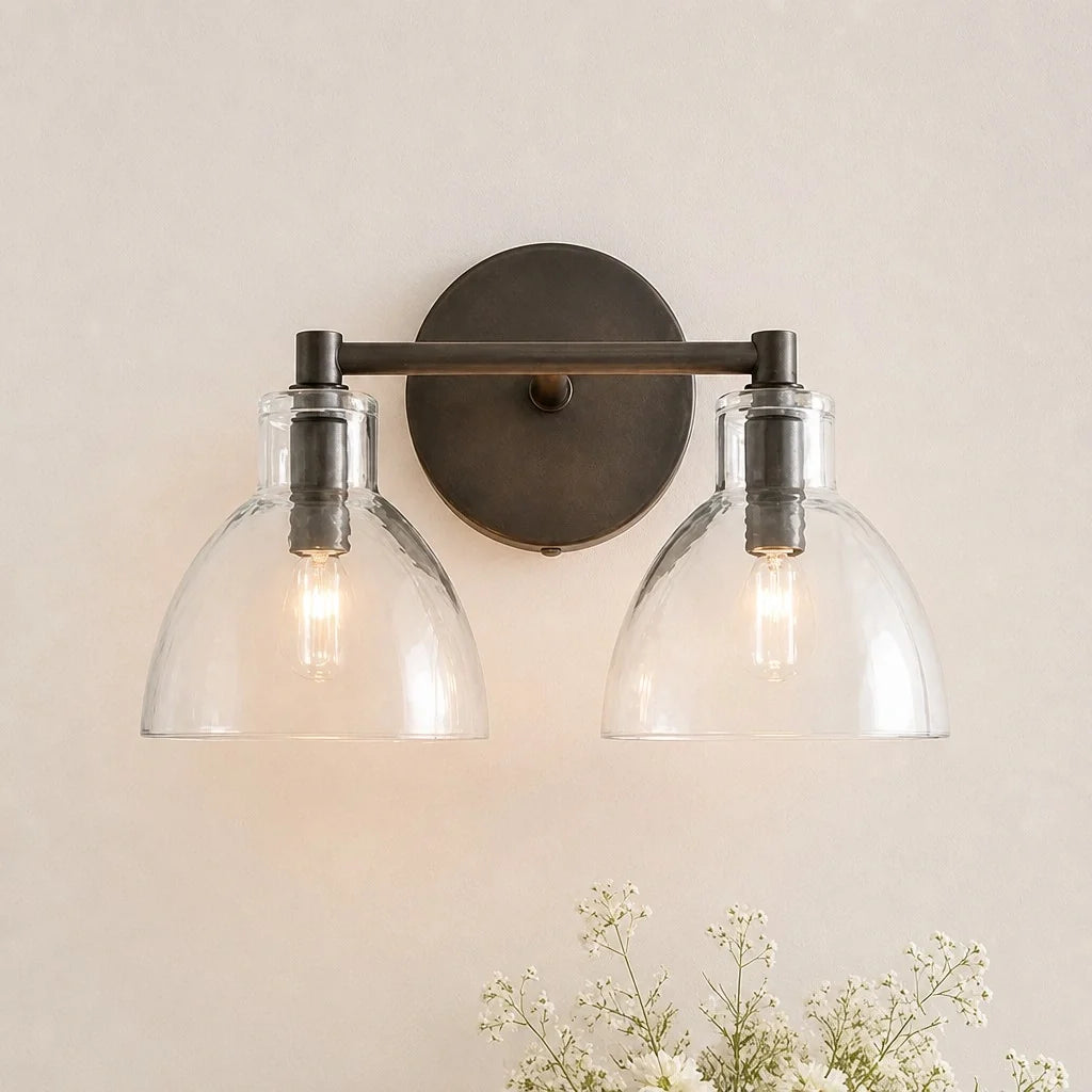 antique-brass-recycled-glass-wall-sconce-indoor-for-bathroom