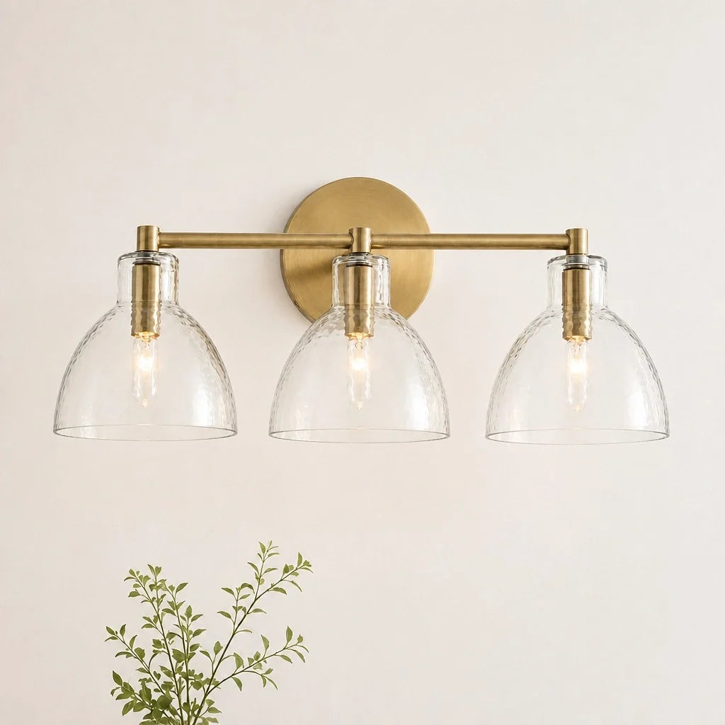 antique-brass-recycled-glass-wall-sconce-indoor-for-bathroom