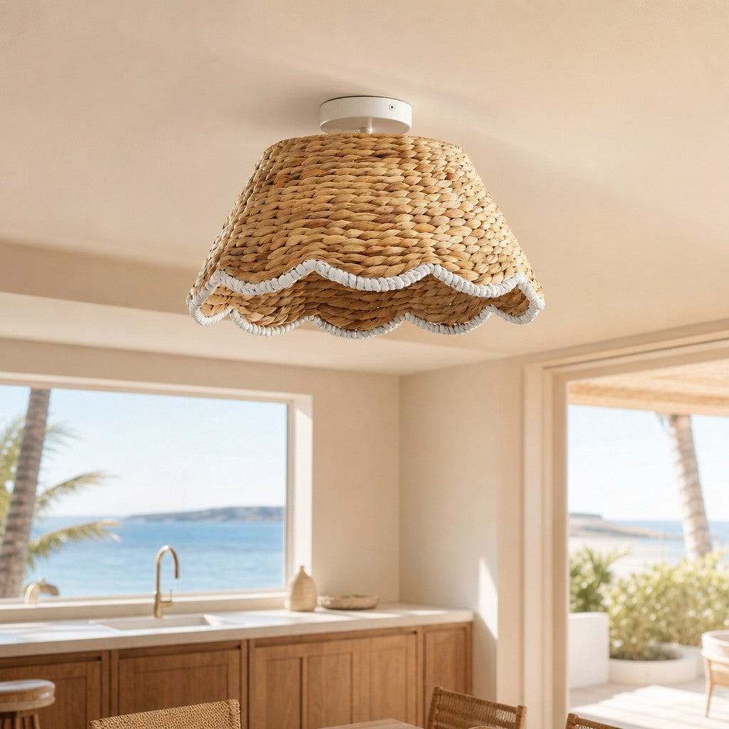 bohemian-style-scallop-rattan-flush-mount-ceiling-light